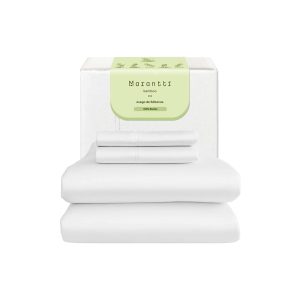 Sábanas de Bamboo Individual Blanco de 300 hilos