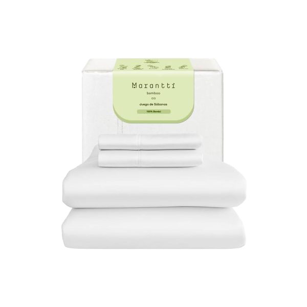 Sábanas de Bamboo Individual Blanco de 300 hilos