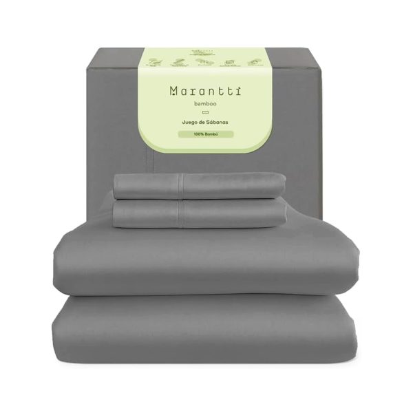 Sábanas de Bamboo Queen Gris 300 hilos