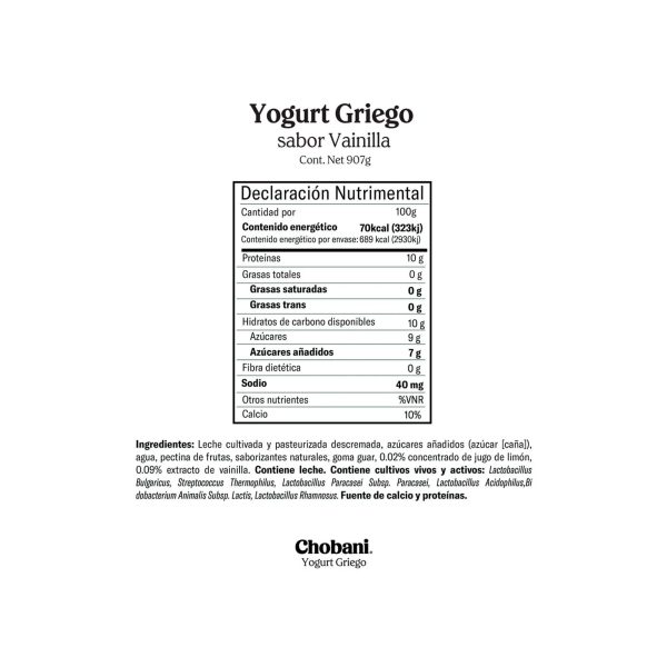 Yogur Batido Griego Vainilla Zero Sugar