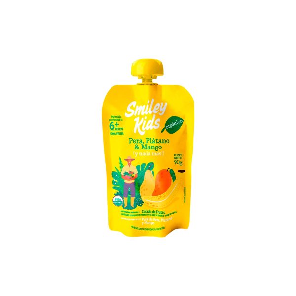 Papilla Orgánica de Pera, Plátano y Mango Smiley Kids