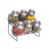 Set Especiero Hudson-01 Set Especieros de Vidrio y Acero Inoxidable 7 Pzas Hudson