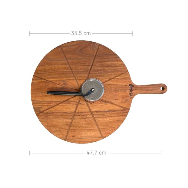 35715-tabla-para-pizza-3 Tabla para Pizza de Madera con Cortador de Acero Inoxidable Hudson