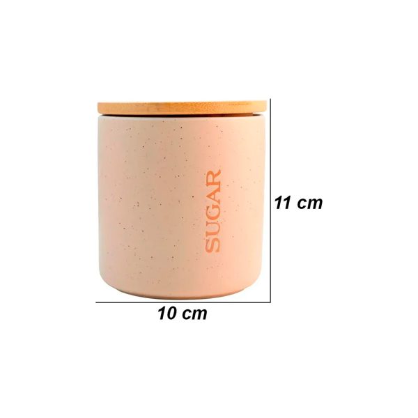 Juego de Frascos de Porcelana para Café y Azúcar con Tapa de Bambú