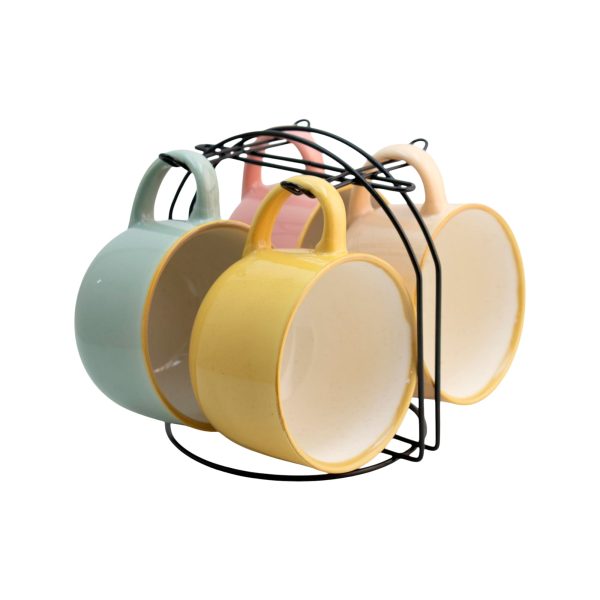35721-juego-de-4-tazas-1 Juego de 4 Tarros de Porcelana Multicolor con Rack Organizador