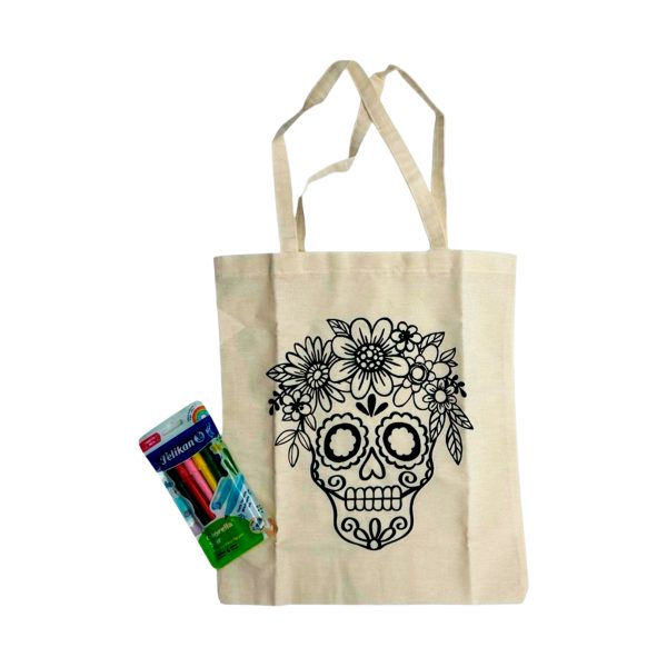 kit-de-mannualidades-1 Kit de Manualidades Bolsa Tote de Manta Día de Muertos con Plumones